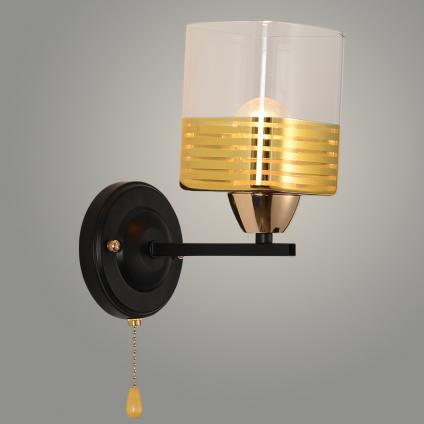 Бра XA1615B/1W BK+FGD чёрный+золотой хром 1х60W E27 h230, HN25
